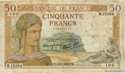50 Francs CÉRÈS modifié FRANCE  1940 F.18.39