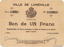 1 Francs FRANCE régionalisme et divers Lunéville 1914 JP.54-075
