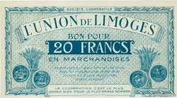20 Francs FRANCE regionalism and various Limoges 1920 P.- UNC