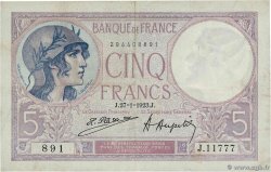 5 Francs FEMME CASQUÉE FRANCIA  1923 F.03.07 MBC