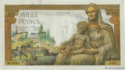 1000 Francs DÉESSE DÉMÉTER FRANCE  1943 F.40.21 VF+