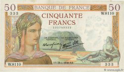 50 Francs CÉRÈS modifié FRANCIA  1938 F.18.12 MBC+