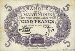 5 Francs Cabasson violet MARTINIQUE  1932 P.06 F+