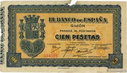 100 Pesetas SPANIEN Gijon 1937 PS.580 fSS