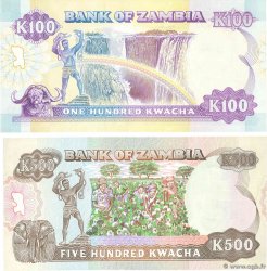 100 et 500 Kwacha Lot ZAMBIA  1991 P.34 et P.35 FDC