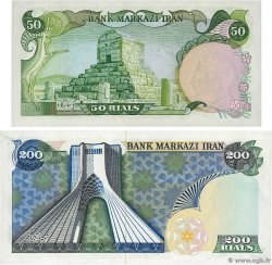 50 et 200 Rials Lot IRAN  1974 P.101b et P.103e UNC