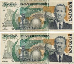 10000 Pesos Lot MEXIQUE  1987 P.090a et P.090b TTB