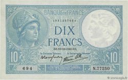 10 Francs MINERVE modifié FRANKREICH  1940 F.07.16 fST+