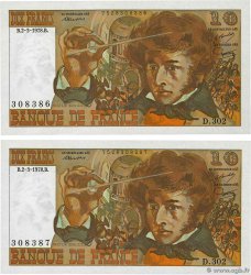 10 Francs BERLIOZ Consécutifs FRANCE  1978 F.63.23 AU+