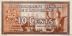 10 Cents FRENCH INDOCHINA  1939 P.085c