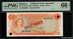 5 Dollars Spécimen BAHAMAS  1968 P.29CS2 UNC