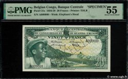 20 Francs Spécimen BELGA CONGO  1956 P.31s SC