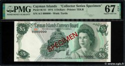 5 Dollars Spécimen ÎLES CAIMANS  1974 P.06CS1 NEUF