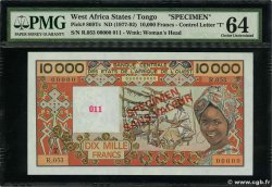 10000 Francs Spécimen ESTADOS DEL OESTE AFRICANO  1992 P.809Ts SC+