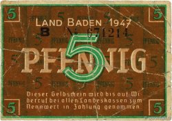 5 Pfennig ALLEMAGNE Baden 1947 PS.1001a