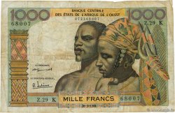 1000 Francs WEST AFRICAN STATES  1961 P.703Kb VG