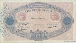 500 Francs BLEU ET ROSE FRANCE  1928 F.30.31 TTB