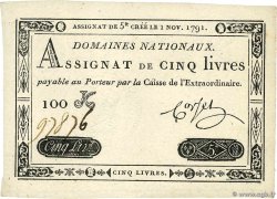 5 Livres FRANCIA  1791 Ass.20a q.FDC