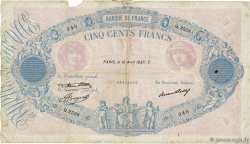500 Francs BLEU ET ROSE FRANKREICH  1937 F.30.38 SGE