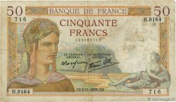 50 Francs CÉRÈS modifié FRANKREICH  1938 F.18.18 SGE
