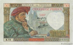50 Francs JACQUES CŒUR FRANCE  1941 F.19.09 VF