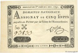 5 Livres FRANCE  1791 Ass.20a NEUF