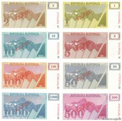 1 au 100, 500 et 1000 Tolarjev Spécimen SLOVENIA  1990 P.01s1 au P.06s1 et P.08s1, P.09s2 UNC