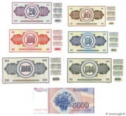 10 au 5000 Dinara Lot YUGOSLAVIA  1980 P.087 au P.093 UNC-