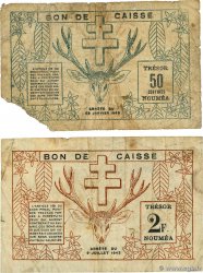 50 Centimes et 2 Francs Lot NOUVELLE CALÉDONIE  1942 P.53 et P.54 VG