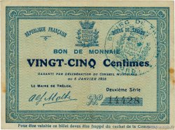 25 Centimes FRANCE régionalisme et divers Trelon 1915 JP.59-2518 TTB