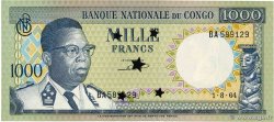 1000 Francs Annulé REPúBLICA DEMOCRáTICA DEL CONGO  1964 P.008a SC+