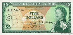 5 Dollars CARAÏBES  1965 P.14k