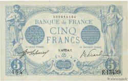 5 Francs BLEU FRANKREICH  1916 F.02.42 VZ