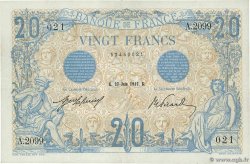 20 Francs BLEU FRANKREICH  1912 F.10.02 fVZ