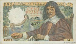 100 Francs DESCARTES FRANCIA  1942 F.27.01 q.BB