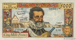 5000 Francs HENRI IV FRANCE  1958 F.49.05 TB