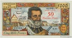 50 NF sur 5000 Francs HENRI IV FRANCE  1958 F.54.01 SUP+