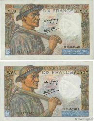 10 Francs MINEUR Lot FRANCIA  1944 F.08.12 q.SPL