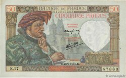 50 Francs JACQUES CŒUR FRANCE  1940 F.19.03 SUP