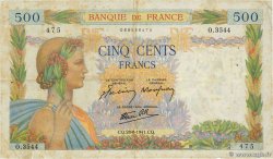 500 Francs LA PAIX FRANCE  1941 F.32.21 TB