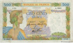 500 Francs LA PAIX FRANCE  1942 F.32.34 TB
