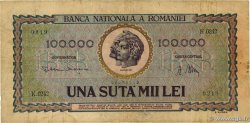 100000 Lei ROMANIA  1947 P.059 VG