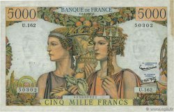 5000 Francs TERRE ET MER FRANCIA  1957 F.48.14 BC+