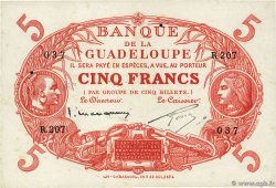 5 Francs Cabasson rouge GUADELOUPE  1943 P.07c XF+