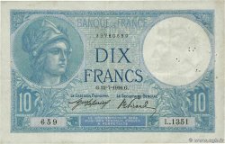 10 Francs MINERVE FRANCE  1916 F.06.01 VF