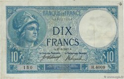 10 Francs MINERVE FRANCIA  1917 F.06.02a MBC