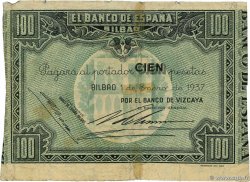 100 Pesetas ESPAGNE Bilbao 1937 PS.565a