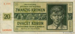 20 Korun BOHEMIA & MORAVIA  1944 P.09a