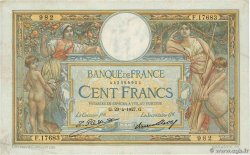 100 Francs LUC OLIVIER MERSON grands cartouches FRANCIA  1927 F.24.06 q.BB