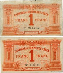 1 Franc Lot FRANCE régionalisme et divers Agen 1917 JP.002.14